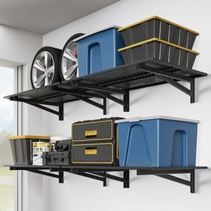 Jusgym 4 Pack Garage Shelving Wall Mounted, 2x3ft, 1400LBS Integrated Grid