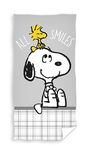 Carbotex Beach Towel, Snoopy, Gray, 100% Cotton, 70 x 140 cm, Modern, Cartoon, TV Show, 1.0 count