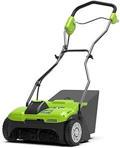 Greenworks 40V Aérateur de gazon à batterie (Li-Ion 36cm largeur de travail 3600 rpm 20 dents d'acier avec 1cm de profondeur 30l sac collecteur sans batterie et chargeur) G40DT35