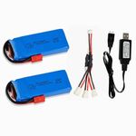 CBB 7.4V 2500mAh Lipo Battery Banana Plug for DRC-446 Syma X8C X8W X8G HQ899 RC Quadcopter Parts X8C Battery 2 Pack with USB Charger