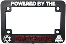 LP Frameworks Powered by The Darkside 3D Raised License Plate Frame | 1 Pack Motorcycle License Plate Cover | Universal US Motorcycle Black License Plate Holder | Auto Accessories (Motorcycle)