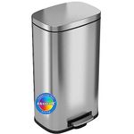 iTouchless SoftStep 8 Gallon Step Trash Can with Odor Control System and Removable Inner Bucket, Stainless Steel 30 Liter Kitchen Garbage Can Perfect for Home & Office