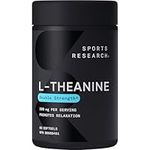 Sports Research Double Strength ‘Suntheanine’ L-Theanine with Organic Coconut Oil - Promotes Alertness, Focus, and Relaxation without Drowsiness - 200 mg L Theanine Supplement - 60 Softgel Capsules