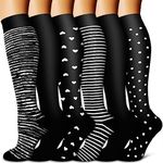 Copper Compression Socks Women & Men Circulation(6 pairs) - Best for Running, Nursing, Hiking, Recovery & Flight Socks