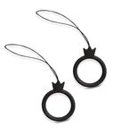 ONCRO® Pack of 2 Black Crown shape lucky charm Keychain Silicone Finger Ring Lanyard for Mobile Phones Hanging thread Strap Anti-Slip ideal for Cameras keys pen drive electronics accessories