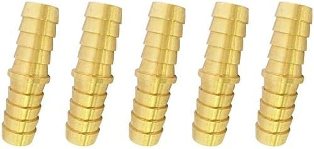 Vis Brass Hose Barb Fitting, Splicer/Union/Mender, 3/8" Barbed x 3/8" Barbed Fuel Line Connector (Pack of 5)