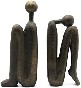 Lukitas Thinker Decorative Bookends, Book Shelves Stoppers Holder Nonskid, Ends for Living Room Office Home Decor, Resin, 1Pair/2Piece Bronze (SKZ01)