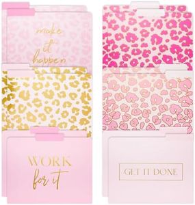 Paper Junkie 12 Pack Pink Leopard Decorative File Folders, Cute Gold Foil Print Office Supplies, Letter Size with 1/3 Cut Tab for Women, Girls (11.5 x 9.5) - Leopard File Folders for Office