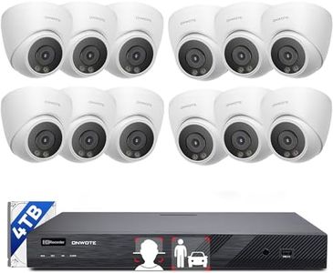 ONWOTE 16 Channel NVR PoE Security Camera System Wired, 12MP 4K 16CH Commercial NVR 4TB, Smart AI Color Night Vision, 12x 6MP 122° Outdoor Audio IP Cameras,100ft 60ft Cables, CCTV for Businesses Home