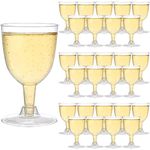 ZENFUN 75 Pack Plastic Wine Glasses with Stem, 5 Oz Disposable Wine Cups, Clear Mousse Cups Disposable Appetizer Tumbler Cups for Parfait, Trifle, Wine Goblet Glasses, Home Gathering, Party, Wedding