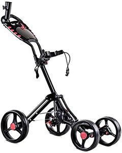 Tangkula Folding Golf Cart 4 Wheels Golf Club Push Pull Cart with Umbrella Scorecard Drink Holder