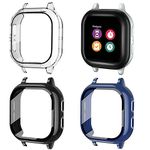 [3-Pack] Snyeest Case Compatible for Gizmo Watch 2 Screen Protector for Kids, Tempered Glass case Only for Verizon Gizmo Watch 2(Black+Clear+Blue)