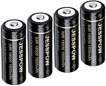 18500 Rechargeable Batteries, JESSPOW IMR 18500 Rechargeable Li-ion Battery 1600mAh 3.7V [ for Flashlight, Solar Garden Light ] with Button Top (4 Pack)