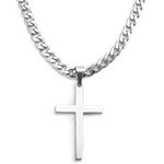 Jewow Jewellery Stainless Steel Men's Boy's Cross Pendant Necklace with 6mm Wide Chain