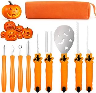 TRAALL Pumpkin Carving Kit Tools Halloween, Professional Heavy Duty Carving Set, Stainless Steel Sculpting Tool Carving Knife for Halloween Decoration Jack-O-Lanterns, Gift for Halloween(9PCS)