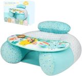 Baby Inflatable Seat with Cover for Babies 3-36 Months, Portable Baby Chair Sit Me Up Floor Seat with Detachable Activity Sensory Tray, Baby Seats for Sitting up, Elephant