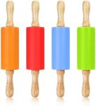 Faxco 4 Pack Mini Rolling Pin for Kids, 9 Inch Wooden Handle Rolling Pin Non-Stick Silicone Rolling Pins for Children Cake Baking