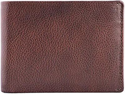 DiLoro RFID Slim Leather Travel Wallet for Men Bifold Top Flip 2 ID Windows (Gemini Brown)