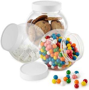 Stock Your Home (3 Pack 48oz Plastic Candy Jars with Lids for Candy Buffet, Clear Candy Containers with Lids, Plastic Cookie Jar for Home, Kitchen, Office Desk, Party Table, Laundry Storage Organizer