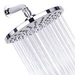 Shower Head, 8-Inch Chrome Finish Rainfall Fixed Showerheads, Angle Adjustable Brass Ball Joint