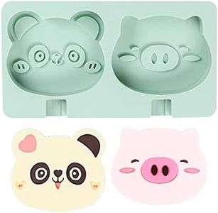 Ice Pop Molds Cheese Stick Mold,Jumbo Silicone Lollipop Mold Silicone Soap Molds Homemade Popsicle Maker Ice Cream Mold Animals with 50 Wooden Sticks for baking Panda&Pig