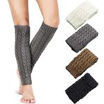 SATINIOR 4 Pairs Cable Knit Leg Warmers Women Winter Knitted Crochet Knee Boot Stockings Cuffs Long Legging Socks(Black, White, Dark Grey, Coffee,Classic)