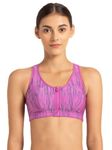 Jockey Women's Synthetic Lightly Padded Wire Free Sports Bra (Medium Impact Bra_Lavender Scent AOP_L_Lavender Scent_L)