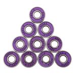 SAZ DEKOR 10 Pieces ABEC-9 608RS Roller Skate Wheel Bearings Seal Ball Bearings Purple
