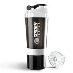 K-MART Protein Shaker Bottle For Protein With Extra Compartment, 500ml Bottles Shaker For Protein Shakes, Gym Shaker Bottle For Men & Women (White)