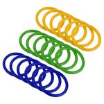 PATIKIL Carnival Ring-Toss Rings 6cm ID, 18 Pack Plastic Hoop for Outdoor Party Favor Game Booth (Blue, Green, Yellow)