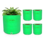 CINAGRO Grow Bags | Pack of 5 | 260 GSM, Grow Bags 18x18 inch, Plant Bags for Home Garden, Heavy Duty HDPE UV Protected Grow Bags Container Bags for Terrace & Vegetable Gardening Round Shape (Green)