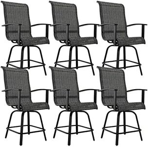 Grand patio Counter Height Swivel Bar Stools Set of 6, 24 Inch Height Patio Seating for BBQ Island Outdoor Kitchen Dining Stool Chair (Black & Grey Plaid, 6PC)