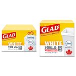 Glad White Garbage Bags - Tall 45 Litres + X-Small 15 Litres with ForceFlex and Febreze Fresh Clean Scent