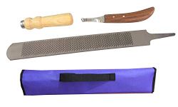 Equinox Farrier Hoof Kit Hoof Rasp & Farrier Knife with Purple Wallet 3 Piece Kit