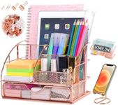 Kiwilon Aesthetic Desk Organzer For Office Table I Stationary Organiser For Study Table I Mobile Phone Holder I Visiting Card Holder I Binding Clips And Pins I Gift Set For Women And Men
