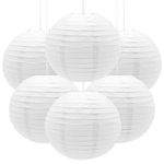 Ruidee 6Pcs Paper Lanterns Decorative Round Hanging Paper Lanterns for Birthday, Wedding, Christmas Xmas, Bridal, Home Decor, Party Decoration（12in/White）