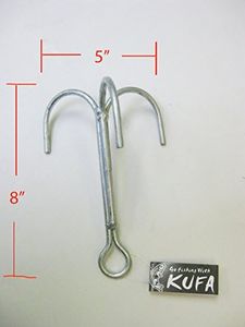 KUFA Galvanized Steel Grapple Boating Hook, 8 x 5-Inch