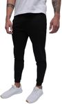 INTO THE AM Premium Men's Joggers Sweatpants with Pockets Tapered Slim Fit Plain Athletic Pants (Black, XX-Large)