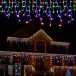 Christmas Icicle Lights Outdoor, 299 LED 33FT Smart RGB Curtain String Lights with Timer & Memory, Color Changing, Waterproof, App & Remote Control for Halloween Holiday Party Wedding Decor