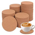 80 Pack 4 Inch Round Cork Coasters, Absorbent Cork Coasters for Drinks, Heat Resistant Blank Cork Coasters for Crafts, DIY Projects Wine Glass, Mug, Coffee Cup, Plants and General Use KUKLIPJIM