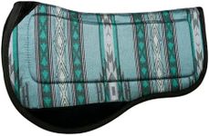 Reinsman Contoured Trail Pad with Breathable Non-Slip Tacky Too Bottom - Durable Shock-Absorbing Stain & UV Resistant 30" L x 34" D Horse Saddle Pad with Spine Relief Channel - Santa Fe Aquamarine