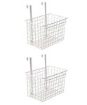 Styleys Multifunctional Rectangular Hanging Storage Basket Kitchen Storage Rack Over The Cabinet Door Wire Rectangular Storage Basket, S11102 (White, 2)