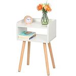 exilot White Nightstand, Modern Bed