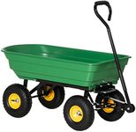 Outsunny 75 Litre Large Garden Cart Heavy Duty 4 Wheel Trolley Dump Wheelbarrow Tipping Truck Trailer - Green