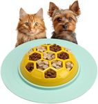 Navaris Honeycomb Slow Eating Dog Bowl - Anti-Slip, Dishwasher Safe Design - Dog, Puppy, and Cat Puzzle Feeder - Durable, Separable Mat and Food Bowl Set