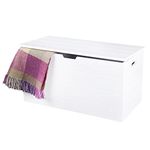 Elegant Brands Storage Ottoman, Wooden Chest with Lid, Seat, Stool, Window Bench, Blankets, Bedding, Toy Box, Footstool, White