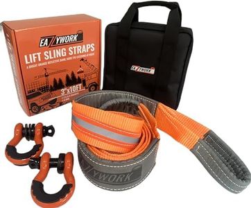 3”x10Ft Super Sturdy Lift Sling Straps 25000 Lbs Breaking Load Capacity Heavy Duty Lifting sling Crane Tree Saver Strap Recovery Straps Tow Strap Pull Hoist 2pcs 3/4 Robust D Ring Shackles+Storage Bag