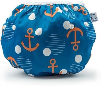 Large Nageuret Reusable Swim Diaper, Adjustable & Stylish Fits Diapers Sizes 4-7 (Approx. 20-55lbs) Ultra Premium Quality for Swimming Lessons (Anchors)