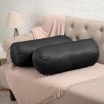 Wakefit Bolster Pillow Set of 2 | Premium Cylindrical Support for Side Sleepers | Hypoallergenic, Breathable, and Washable - Black Beauty