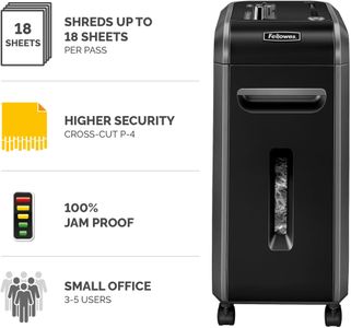 Fellowes 18-Sheet Cross Cut Paper Shredder – Jam Proof, 34L Bin, Black